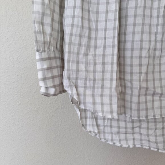 NWT LOFT Women Thin Lightweight Algodon Cotton Blouse Shimmer Multicolor Plaid M - Picture 2 of 8